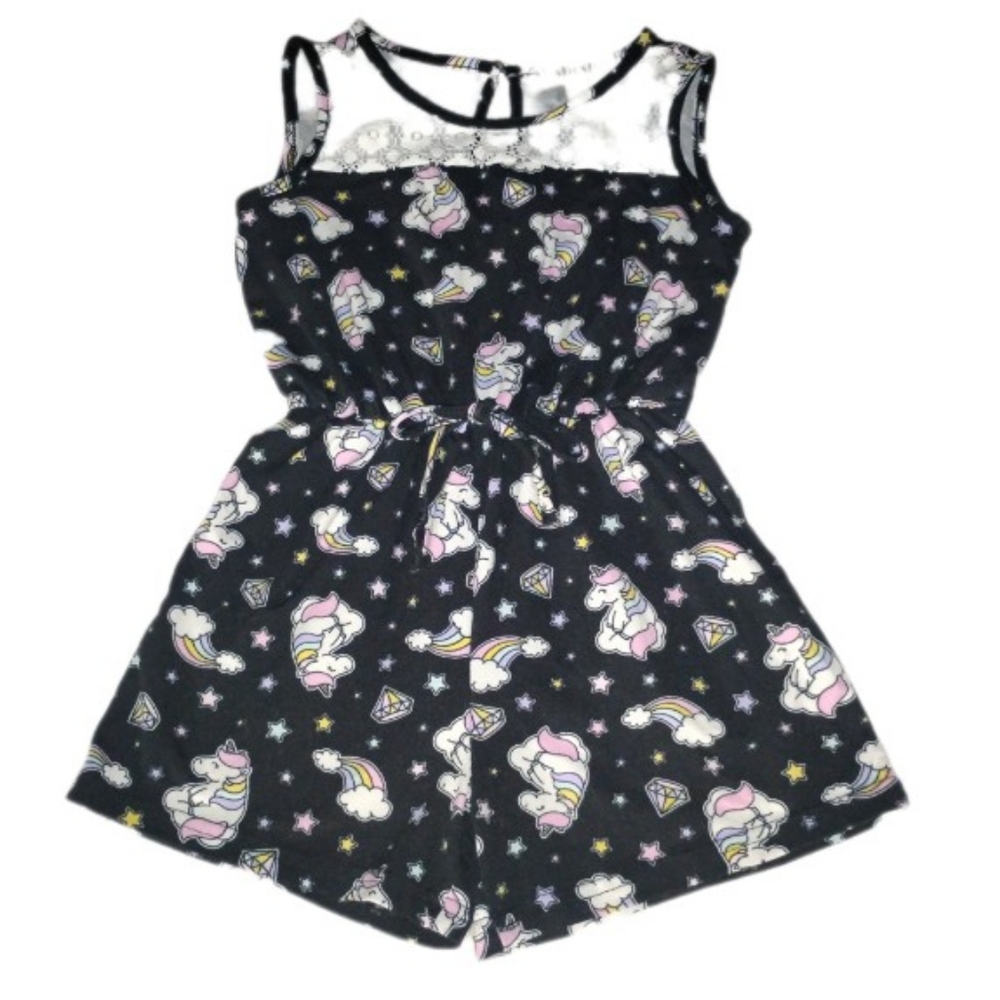 Shosho Black Unicorn Kids Romper
